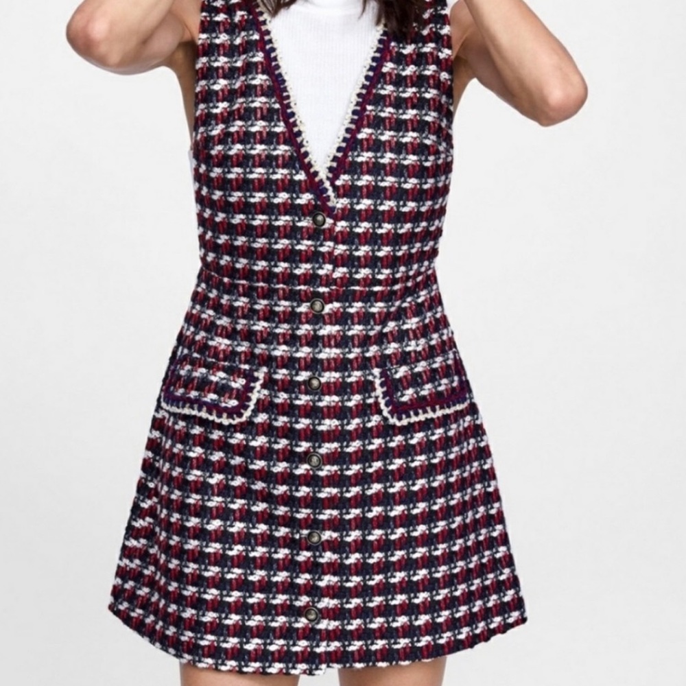 NWT Zara tweed pinafore jumper dress
